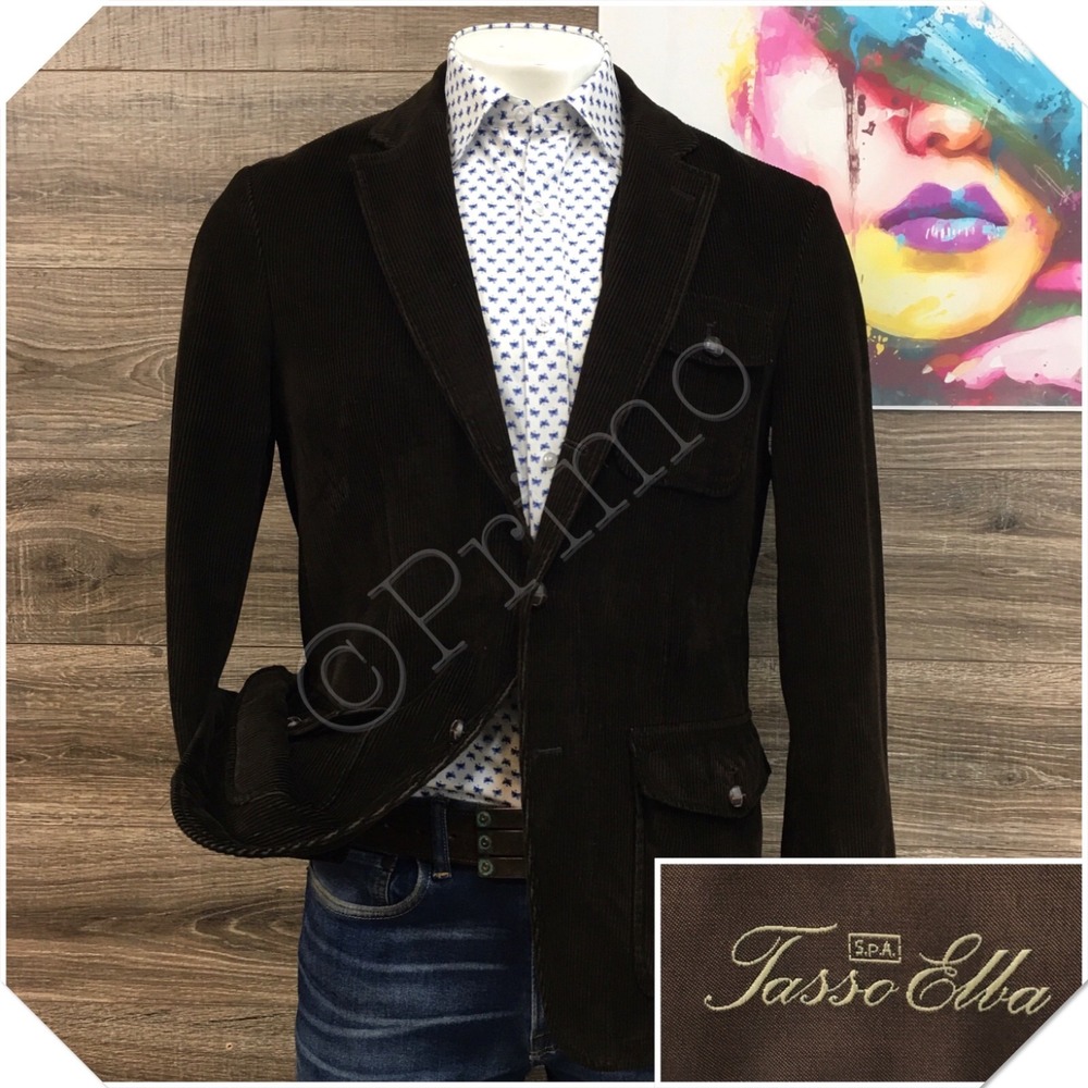 TASSO ELBA Mens Corduroy Blazer Sport Coat Casual Jacket Size M (39-41) Suit